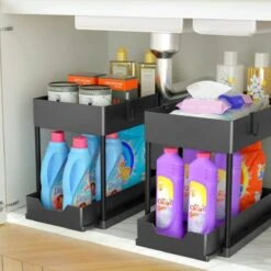 Gohh Ladekast – Keukenkast Organizer - Uitschuifbaar – Opbergen - Zwart - Set Van 2 -Thuisopslag 1200x1200 583