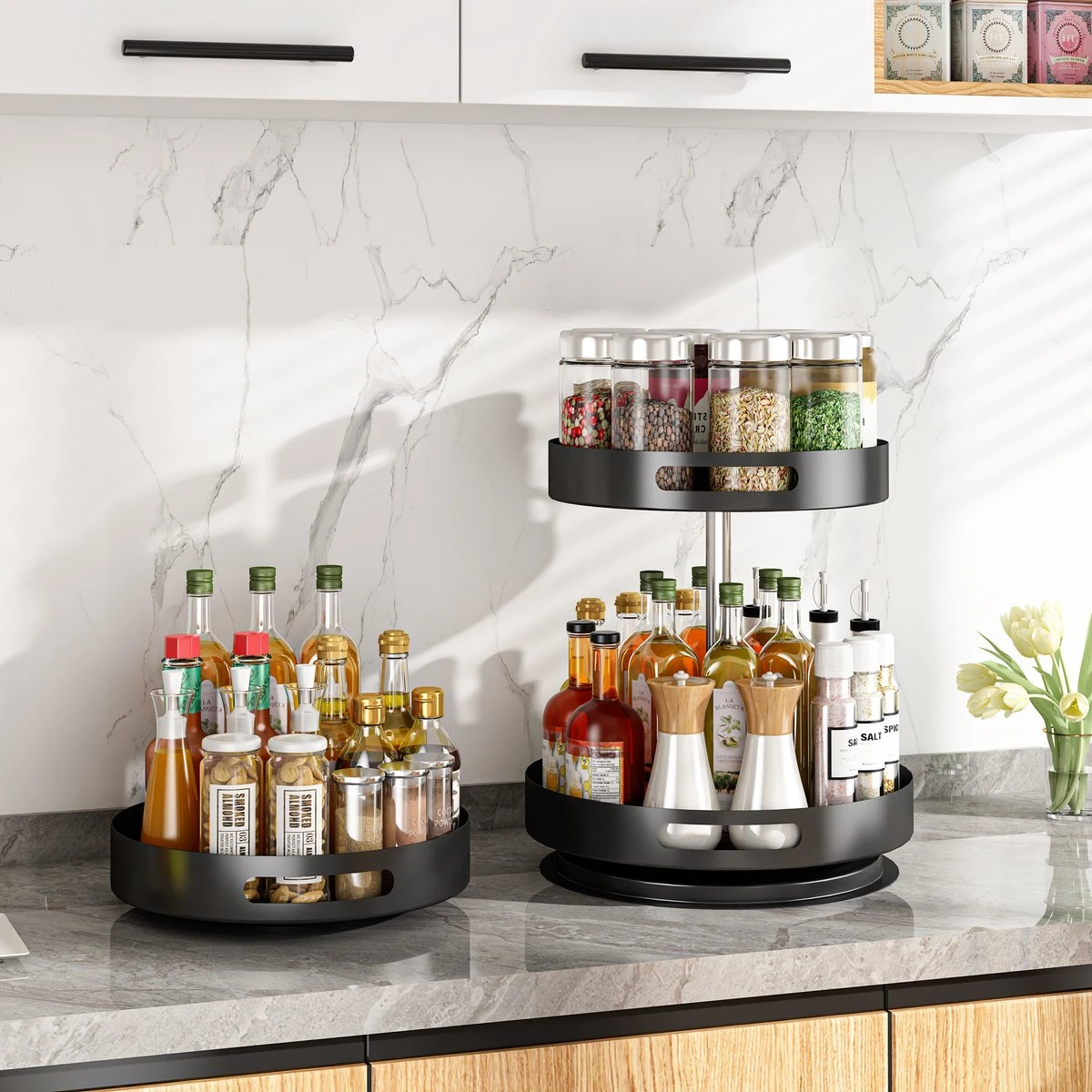 AlShiha® Organizer- Draaiplateau - 2 Laags(Zwart) - Keuken Organizers - Aanrecht Organiser - Draaischijf - Badkamer Organizer - Make Up Organizer - Kruidenrek - Kast Organizer - Keukenkast Organizer 4 AlShiha® Organizer- Draaiplateau - 2 Laags(Zwart) - Keuken Organizers - Aanrecht Organiser - Draaischijf - Badkamer Organizer - Make Up Organizer - Kruidenrek - Kast Organizer - Keukenkast Organizer - Afbeelding 2