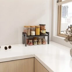 Clear Living - Keuken Organizer - Aanrecht Organizer - Bureau Organizer - Kruidenrek - Gootsteen Organizer - Keukenkast Organizer - Metaal - Zwart -Thuisopslag 1200x1200 617