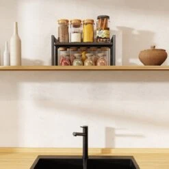 Clear Living - Keuken Organizer - Aanrecht Organizer - Bureau Organizer - Kruidenrek - Gootsteen Organizer - Keukenkast Organizer - Metaal - Zwart -Thuisopslag 1200x1200 619