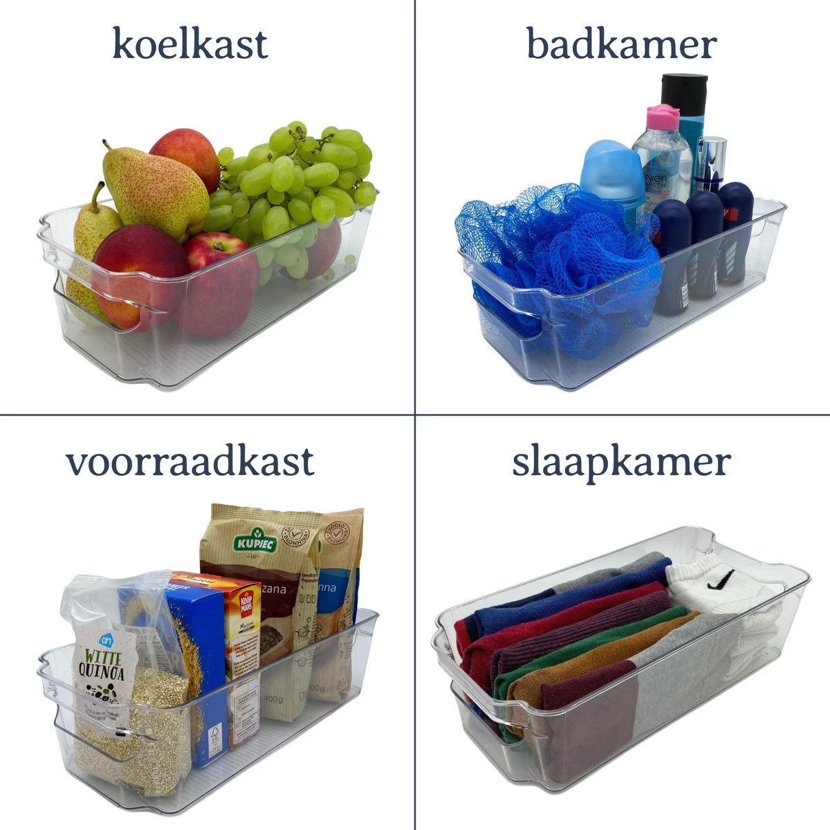 Koelkast Organizer (Set Van 4) - Small - Doorzichtig Keuken Bakjes - Keukenkastorganizers - Opbergbak / Bewaardoos / Opbergdoos / Lade / Schuiflade - Blikjes En Pakjes Houder - Fridge Organizer - Transparant Badkamer Opslag Bakje / Opbergen Bakjes 4 Koelkast Organizer (Set Van 4) - Small - Doorzichtig Keuken Bakjes - Keukenkastorganizers - Opbergbak / Bewaardoos / Opbergdoos / Lade / Schuiflade - Blikjes En Pakjes Houder - Fridge Organizer - Transparant Badkamer Opslag Bakje / Opbergen Bakjes - Afbeelding 2