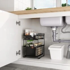 Clear Living - Gootsteenkast Organizer - Keukenkast Organizer - Keuken Organizer - Gootsteen Organizer - Zwart