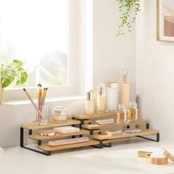 Kruidenrekken, Set Van 2, Keukenrekken, Met 3 Planken, Bamboe, Uitschuifbaar, Stapelbaar, Voor Keuken, Werkblad, Zwart -Thuisopslag 1200x1200 64