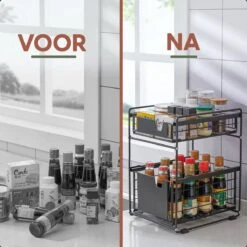 Clear Living - Gootsteenkast Organizer - Keukenkast Organizer - Keuken Organizer - Gootsteen Organizer - Zwart -Thuisopslag 1200x1200 642