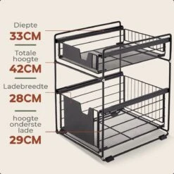 Clear Living - Gootsteenkast Organizer - Keukenkast Organizer - Keuken Organizer - Gootsteen Organizer - Zwart -Thuisopslag 1200x1200 644