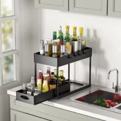 Posity Organizer - Gootsteenkast Organizer - Keukenkast Organizer - Keuken Organizer - Uitschuifbaar - Lade Organizer - Aanrecht Organizer - Kast Organizer - Badkamer Organizer - Zwart -Thuisopslag 1200x1200 647