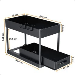 Posity Organizer - Gootsteenkast Organizer - Keukenkast Organizer - Keuken Organizer - Uitschuifbaar - Lade Organizer - Aanrecht Organizer - Kast Organizer - Badkamer Organizer - Zwart -Thuisopslag 1200x1200 648