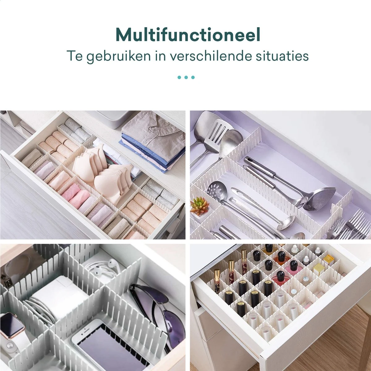 Yourganized Ladeverdeler - Lade Organizer - Set Van 12 - Voor Kleding/Keuken/Badkamer 4 Yourganized Ladeverdeler - Lade Organizer - Set Van 12 - Voor Kleding/Keuken/Badkamer - Afbeelding 2