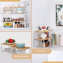 SensaHome Keuken Organizer - Bureau Organizer - Aanrecht Organizer - Keukenrek/Kruidenrek/Badkamer Organizer - Set Van 2 - Wit -Thuisopslag 1200x1200 673