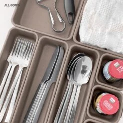 Lade Organizer | Organizer Set Van 8 Bakken - Bestekbak Ladeverdeler Ladebak Organiser Lade Inzet Bak Opbergbak Houder Verdeling | Lade Verdeler Voor Keuken En Bureau | Badkamer | Lade Bakjes | Make Up Organizer | Bruin | Taupe -Thuisopslag 1200x1200 690