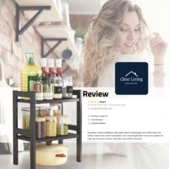 Clear Living - Keuken Organizer - Aanrecht Organizer - Bureau Organizer - Kruidenrek - Etagere - Gootsteen Organizer - Keukenkast Organizer - Metaal - Zwart -Thuisopslag 1200x1200 732