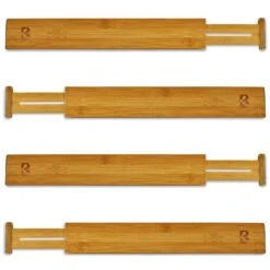 KitchenBrothers Ladeverdeler - Lade Organizer - Uitschuifbaar - Verstelbaar - 4 Stuks - Bamboe