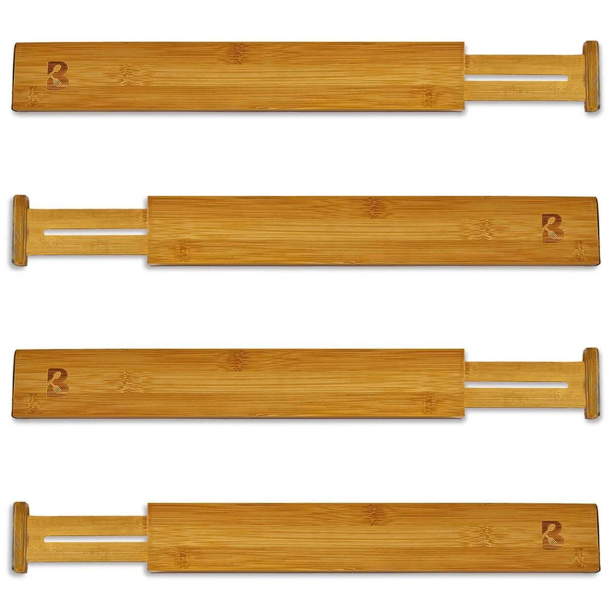 KitchenBrothers Ladeverdeler - Lade Organizer - Uitschuifbaar - Verstelbaar - 4 Stuks - Bamboe 3 KitchenBrothers Ladeverdeler - Lade Organizer - Uitschuifbaar - Verstelbaar - 4 Stuks - Bamboe