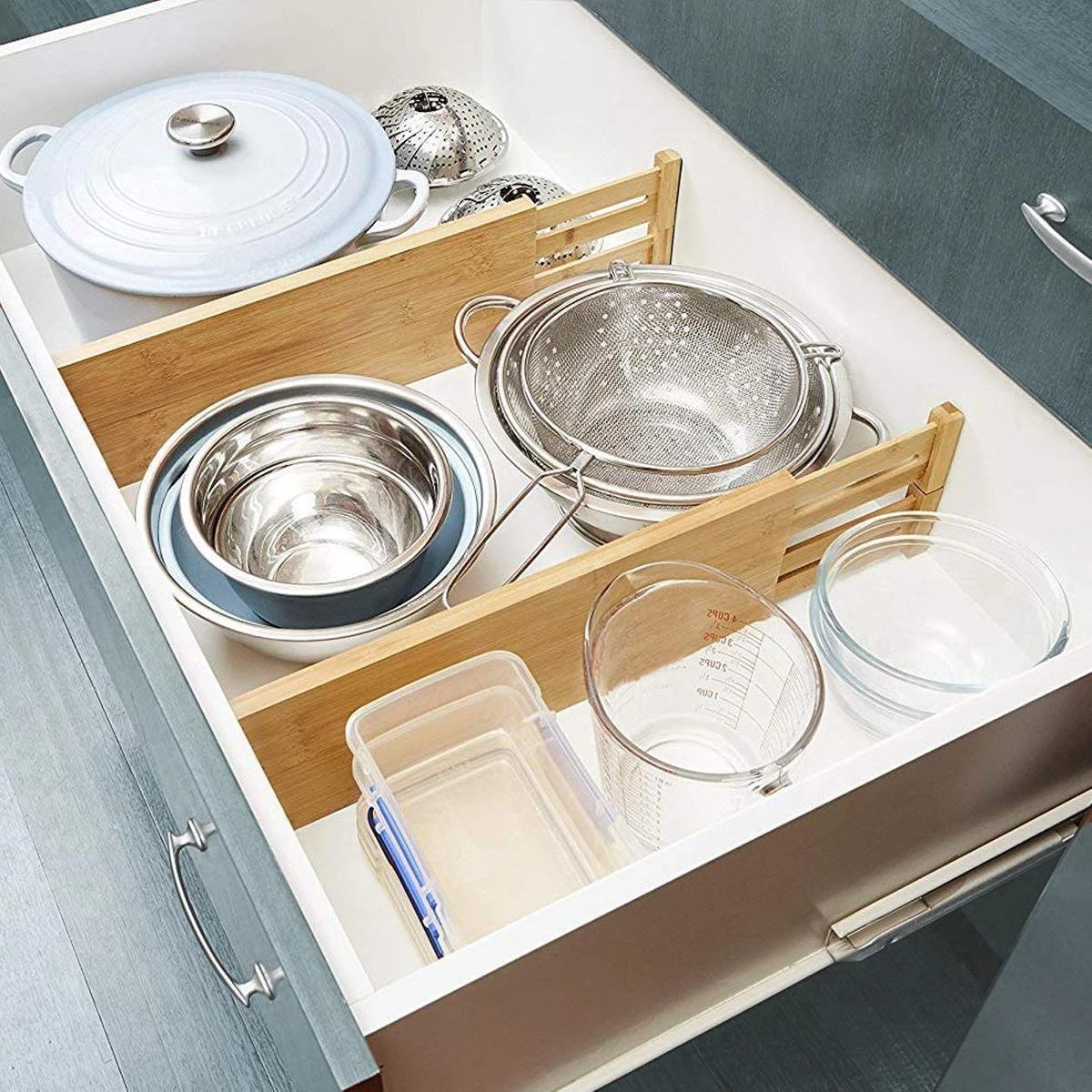 KitchenBrothers Ladeverdeler - Lade Organizer - Uitschuifbaar - Verstelbaar - 4 Stuks - Bamboe 4 KitchenBrothers Ladeverdeler - Lade Organizer - Uitschuifbaar - Verstelbaar - 4 Stuks - Bamboe - Afbeelding 2