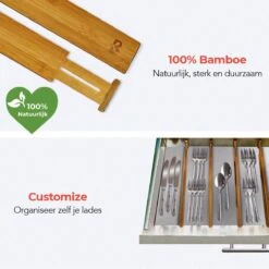 KitchenBrothers Ladeverdeler - Lade Organizer - Uitschuifbaar - Verstelbaar - 4 Stuks - Bamboe 14 KitchenBrothers Ladeverdeler - Lade Organizer - Uitschuifbaar - Verstelbaar - 4 Stuks - Bamboe -Thuisopslag 1200x1200 747