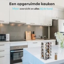 LuZana® Draaibaar Kruidenrek -RVS- Staand Met Potjes - 20 Kruidenpotjes Met Strooideksel – Incl. Labels, Krijtstift En Trechter -Thuisopslag 1200x1200 76