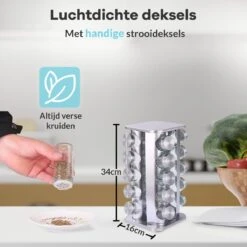 LuZana® Draaibaar Kruidenrek -RVS- Staand Met Potjes - 20 Kruidenpotjes Met Strooideksel – Incl. Labels, Krijtstift En Trechter -Thuisopslag 1200x1200 77