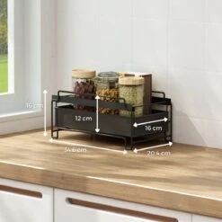 BROËL™ Organizer – Ladekast - Opbergrek - Aanrecht Organiser – Keuken Organizers - Ladeblok - Kast Organizer - Organizer Lade - Zwart - Ladesysteem - Gootsteen Organizer - Gootsteenkast Organizer - Keukenrek - Metaal - Antislip -Thuisopslag 1200x1200 781