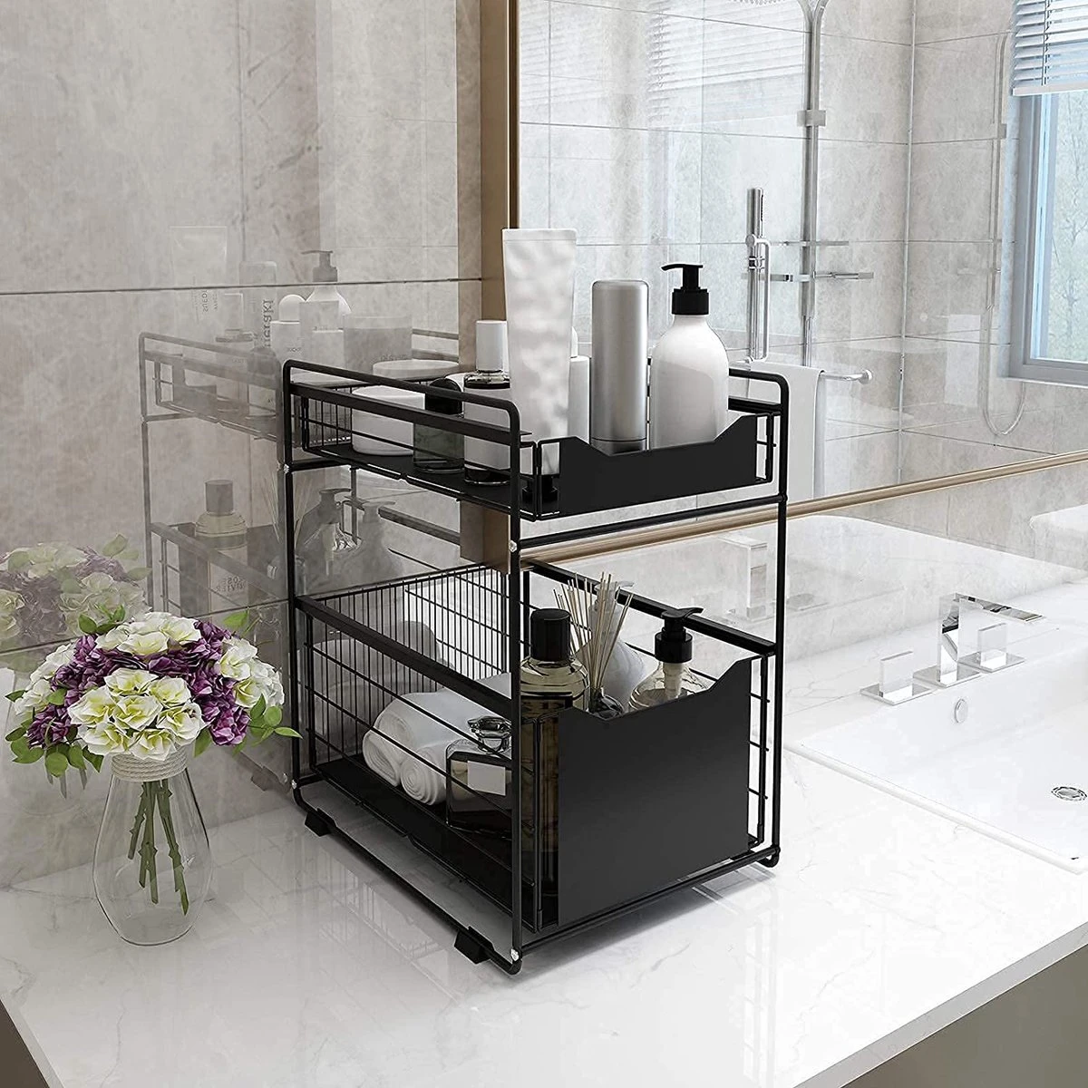 BOTC Organizer - Gootsteenkast Organizer - Opbergrek - Aanrecht Organiser – Keuken Organizers - Tweelaags – Metaal – Antislip 14 BOTC Organizer - Gootsteenkast Organizer - Opbergrek - Aanrecht Organiser – Keuken Organizers - Tweelaags – Metaal – Antislip - Afbeelding 12