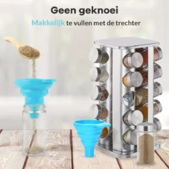 LuZana® Draaibaar Kruidenrek -RVS- Staand Met Potjes - 20 Kruidenpotjes Met Strooideksel – Incl. Labels, Krijtstift En Trechter -Thuisopslag 1200x1200 79