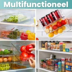 Koelkast Organizer - Koelkast Bakjes - Lade Organizer - Opbergboxen - Keuken Organizer - Opbergdozen - Bewaardoos - Transparant - Stapelbaar - SET VAN 4 -Thuisopslag 1200x1200 803