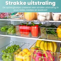 Koelkast Organizer - Koelkast Bakjes - Lade Organizer - Opbergboxen - Keuken Organizer - Opbergdozen - Bewaardoos - Transparant - Stapelbaar - SET VAN 4 -Thuisopslag 1200x1200 805