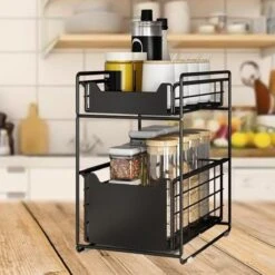 AlShiha® Organizer - Large(zwart) - Ladekast - Kast Organizer - Gootsteenkast Organizer - Aanrecht Organiser - Opbergrek - Keukenkast Organizer - Keuken Organizer - Gootsteen Organizer - Ladesysteem - Ladeblok - Keukenrek -Thuisopslag 1200x1200 806