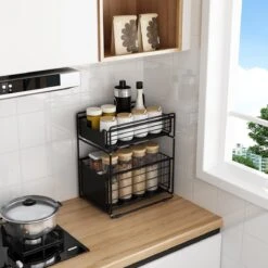 AlShiha® Organizer - Large(zwart) - Ladekast - Kast Organizer - Gootsteenkast Organizer - Aanrecht Organiser - Opbergrek - Keukenkast Organizer - Keuken Organizer - Gootsteen Organizer - Ladesysteem - Ladeblok - Keukenrek -Thuisopslag 1200x1200 809