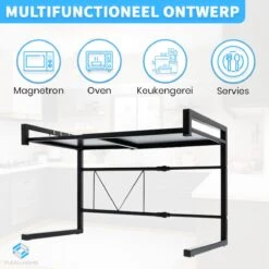 Fleau Home Uitschuifbaar Magnetron Rek - Keukenkast Organizer - Aanrecht Organiser - Ovenkast - Magnetronkast - Keukenrek -Thuisopslag 1200x1200 816