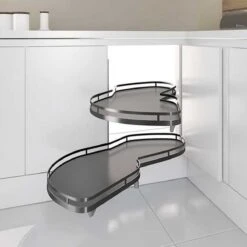 Milano Luxurious® Hoek Keukenkast Organizer Linksdraaiend – 2 Schuifplateaus - Deurbreedte 45 Cm – Antraciet -Thuisopslag 1200x1200 840