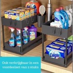 Gohh Ladekast – Keukenkast Organizer - Uitschuifbaar – Opbergen - Zwart -Thuisopslag 1200x1200 863