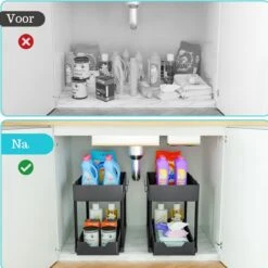 Gohh Ladekast – Keukenkast Organizer - Uitschuifbaar – Opbergen - Zwart -Thuisopslag 1200x1200 864