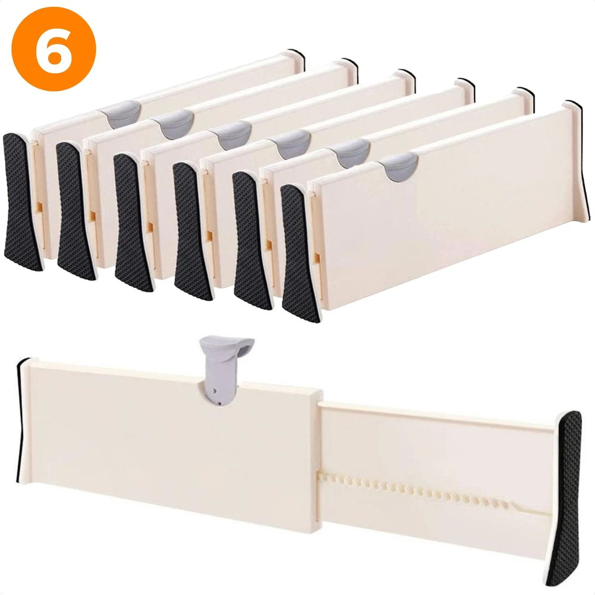 Posity Ladeverdeler - Lade Organizer - Voor Keuken / Slaapkamer / Kantoor / Kleding - Verstelbaar/uitschuifbaar - 6 Stuks - Plastic 3 Posity Ladeverdeler - Lade Organizer - Voor Keuken / Slaapkamer / Kantoor / Kleding - Verstelbaar/uitschuifbaar - 6 Stuks - Plastic