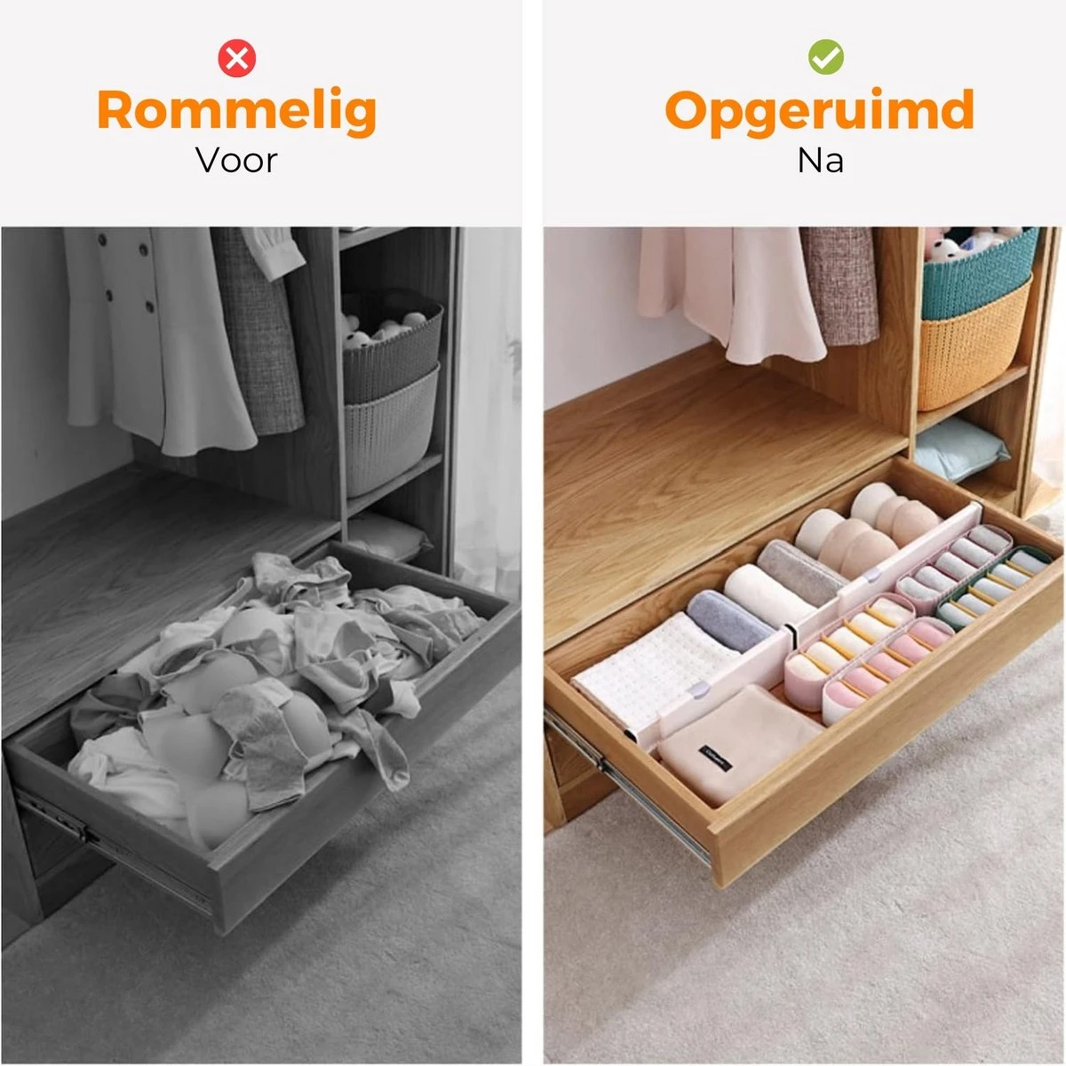 Posity Ladeverdeler - Lade Organizer - Voor Keuken / Slaapkamer / Kantoor / Kleding - Verstelbaar/uitschuifbaar - 6 Stuks - Plastic 4 Posity Ladeverdeler - Lade Organizer - Voor Keuken / Slaapkamer / Kantoor / Kleding - Verstelbaar/uitschuifbaar - 6 Stuks - Plastic - Afbeelding 2