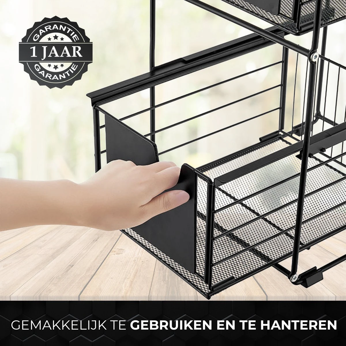 GEON - Gootsteenkast Organizer - Keukenkast Organizer - Gootsteenrek - Badkamer Organizer - Zwart/Wit 5 GEON - Gootsteenkast Organizer - Keukenkast Organizer - Gootsteenrek - Badkamer Organizer - Zwart/Wit - Afbeelding 3