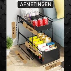 GEON - Gootsteenkast Organizer - Keukenkast Organizer - Gootsteenrek - Badkamer Organizer - Zwart/Wit 14 GEON - Gootsteenkast Organizer - Keukenkast Organizer - Gootsteenrek - Badkamer Organizer - Zwart/Wit -Thuisopslag 1200x1200 908
