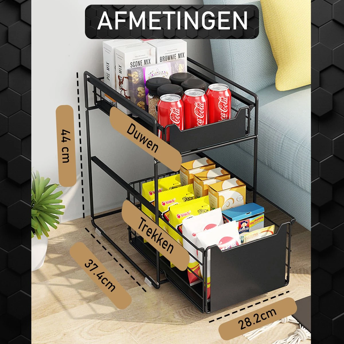 GEON - Gootsteenkast Organizer - Keukenkast Organizer - Gootsteenrek - Badkamer Organizer - Zwart/Wit 7 GEON - Gootsteenkast Organizer - Keukenkast Organizer - Gootsteenrek - Badkamer Organizer - Zwart/Wit - Afbeelding 5