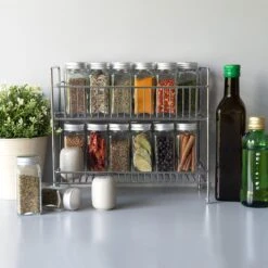 Navaris Stalen Kruidenrekje 2 Laags - Kruidenrek Staand - Rek Voor Kruidenpotjes En Glaasjes - Multifunctionele Organizer Voor Keuken En Badkamer -Thuisopslag 1200x1200 93