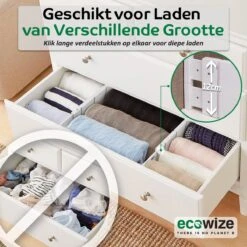 Ecowize Luxe Lade Organizer - Ladeverdeler Verstelbaar 100% Natuurlijk Bamboe - Set Van 4 Ladeverdelers, Uitschuifbaar (43cm Tot 56cm) - Eenvoudig Te Installeren Lade Verdeler Organizer Bakjes - Duurzaam Cadeau - Grijs/Wit/Natuur 11 Ecowize Luxe Lade Organizer - Ladeverdeler Verstelbaar 100% Natuurlijk Bamboe - Set Van 4 Ladeverdelers, Uitschuifbaar (43cm Tot 56cm) - Eenvoudig Te Installeren Lade Verdeler Organizer Bakjes - Duurzaam Cadeau - Grijs/Wit/Natuur -Thuisopslag 1200x1200 930