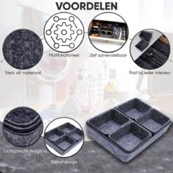 Lade Organizer - Ladeverdeler - Organizer Bureau - Lade Bakjes - Opbergbakjes - Mandjes - Make Up Bakjes - Lade Verdeler - Opberg Mandjes - Opbergmand - Donkergrijs -Thuisopslag 1200x1200 939
