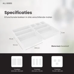 Lade Organizer | Organizer Set Van 8 Bakken - Bestekbak Ladeverdeler Ladebak Organiser Lade Inzet Bak Opbergbak Houder Verdeling | Lade Verdeler Voor Keuken En Bureau | Badkamer | Lade Bakjes | Make Up Organizer | Wit | -Thuisopslag 1200x1200 946