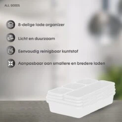 Lade Organizer | Organizer Set Van 8 Bakken - Bestekbak Ladeverdeler Ladebak Organiser Lade Inzet Bak Opbergbak Houder Verdeling | Lade Verdeler Voor Keuken En Bureau | Badkamer | Lade Bakjes | Make Up Organizer | Wit | -Thuisopslag 1200x1200 947