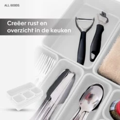 Lade Organizer | Organizer Set Van 8 Bakken - Bestekbak Ladeverdeler Ladebak Organiser Lade Inzet Bak Opbergbak Houder Verdeling | Lade Verdeler Voor Keuken En Bureau | Badkamer | Lade Bakjes | Make Up Organizer | Wit | -Thuisopslag 1200x1200 948