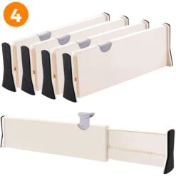 Posity Ladeverdeler - Lade Organizer - Voor Keuken / Slaapkamer / Kantoor / Kleding - Verstelbaar/uitschuifbaar - 4 Stuks - Plastic