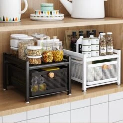 AlShiha® Organizer - Keuken Organizer - Ladekast - (Een Laag ) - Kast Organizer - Keukenrek - Gootsteenkast Organizer - Aanrecht Organiser - Bureau Organizer - Opbergrek - Keukenkast Organizer - Badkamer Organizer -Thuisopslag 1200x1200 982