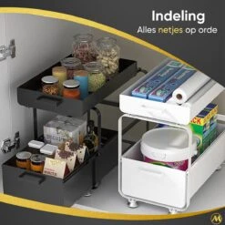 Mymonkii Gootsteenkast Organizer - Schuiflades Keukenkast – Stevige Keukenkast Organizer - Antislip Poten -Thuisopslag 1200x1200 990