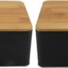 Set Van 2x Stuks Opbergblikken/bewaarblikken Zwart Met Bamboe Deksel 1,7L 19 X 13 X 7 Cm - Voorraadblikken/koekblikken 1 Set Van 2x Stuks Opbergblikken/bewaarblikken Zwart Met Bamboe Deksel 1,7L 19 X 13 X 7 Cm - Voorraadblikken/koekblikken -Thuisopslag 1200x350