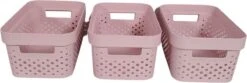 Curver Infinity Dots Opbergmanden - 4.5L - 3 Stuks - Roze - Recycled Kunststof - Opbergmandjes