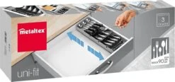 Tomado Metaltex - Verstelbare Bestekbak UniFit - Grijs - 90 Stukken Servies - Sorteervakken Verstelbaar & Uitschuifbaar Van 40 Tot 49 Cm -Thuisopslag 1200x564