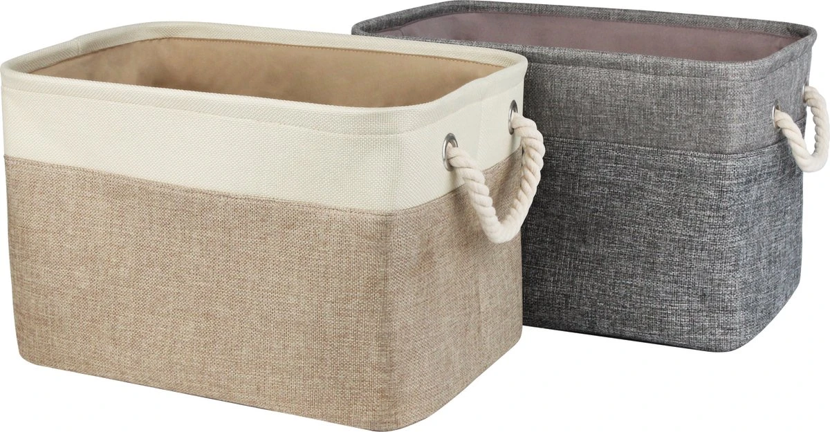 Oliva's - Kast Organizers - Set Van 3 Stevige Opbergmanden - Opberg Box / Doos / Mand - Bruin 6 Oliva's - Kast Organizers - Set Van 3 Stevige Opbergmanden - Opberg Box / Doos / Mand - Bruin - Afbeelding 4